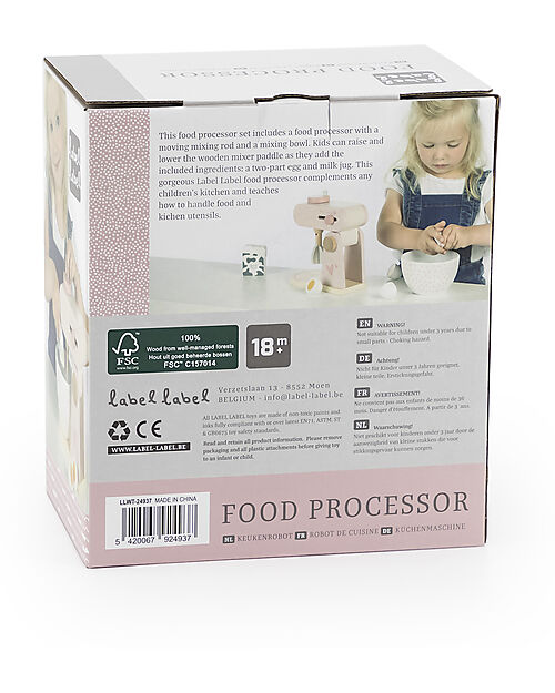 Label Label Wooden Foodprocessor - Pink - FSC-certified Beechwood Toy Kitchens