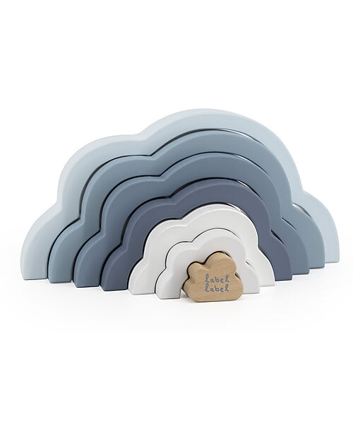 Label Label Wooden Rainbow Puzzle Cloud - Blue - FSC-certified Beechwood Wooden Stacking Toys
