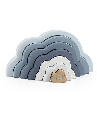 Label Label Wooden Rainbow Puzzle Cloud - Blue - FSC-certified Beechwood Wooden Stacking Toys