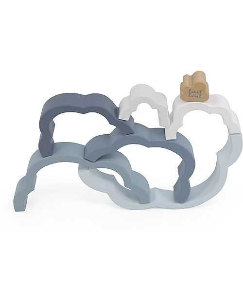 Label Label Wooden Rainbow Puzzle Cloud - Blue - FSC-certified Beechwood Wooden Stacking Toys
