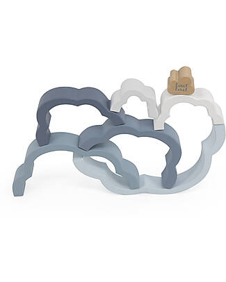 Label Label Wooden Rainbow Puzzle Cloud - Blue - FSC-certified Beechwood Wooden Stacking Toys