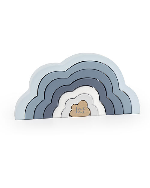 Label Label Wooden Rainbow Puzzle Cloud - Blue - FSC-certified Beechwood Wooden Stacking Toys