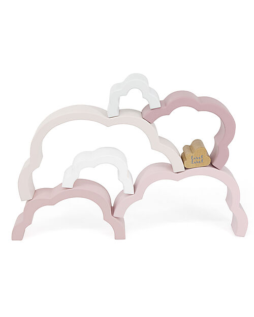 Label Label Wooden Rainbow Puzzle Cloud - Pink - FSC-certified Beechwood Wooden Stacking Toys