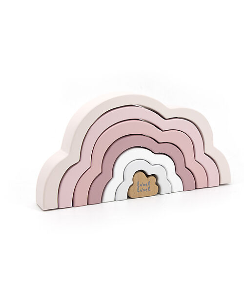 Label Label Wooden Rainbow Puzzle Cloud - Pink - FSC-certified Beechwood Wooden Stacking Toys