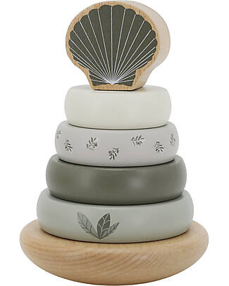 Label Label Wooden Stacking Rings Balance - Olive - FSC-certified Beechwood Wooden Stacking Toys