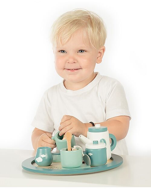 Label Label Wooden Tea Set - Green - FSC-certified Beechwood Toy Kitchens