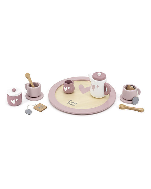 Label Label Wooden Tea Set - Pink - FSC-certified Beechwood Toy Kitchens