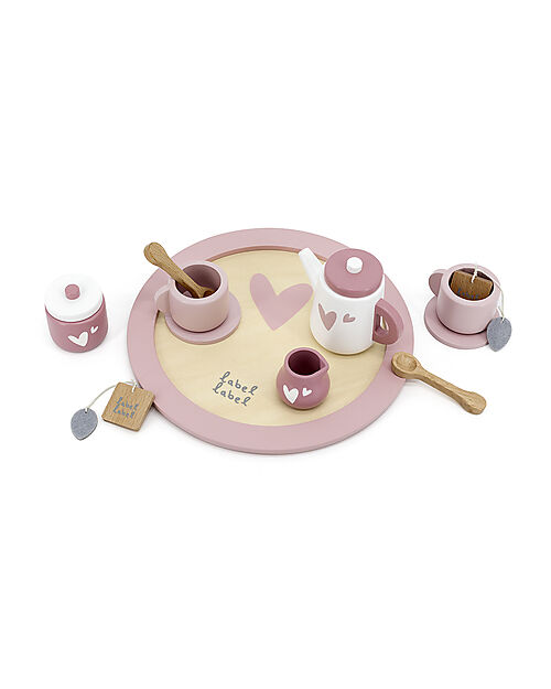 Label Label Wooden Tea Set - Pink - FSC-certified Beechwood Toy Kitchens
