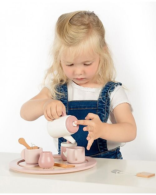 Label Label Wooden Tea Set - Pink - FSC-certified Beechwood Toy Kitchens
