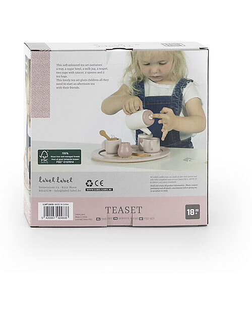 Label Label Wooden Tea Set - Pink - FSC-certified Beechwood Toy Kitchens