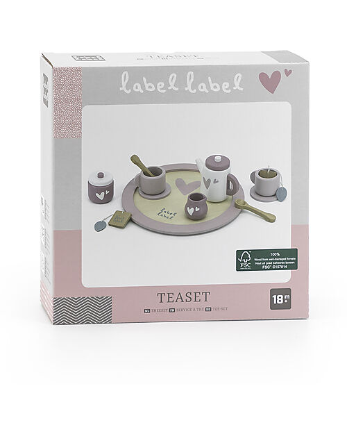 Label Label Wooden Tea Set - Pink - FSC-certified Beechwood Toy Kitchens