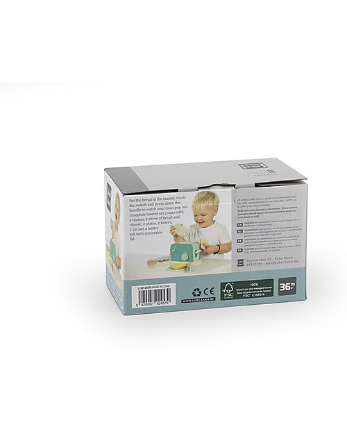 Label Label Wooden Toy Toaster - Green - with Accessories - FSC-certified Beechwood Toy Kitchens
