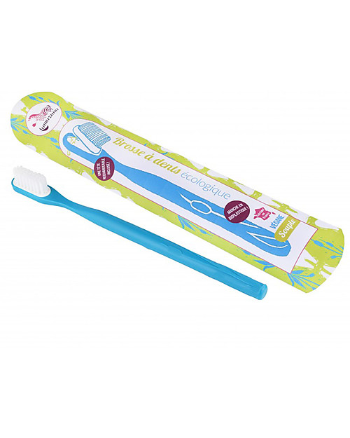 Lamazuna Toothbrush in Bioplastic with Interchangeable Head, Blue - Souple Bristles Toothbrush
