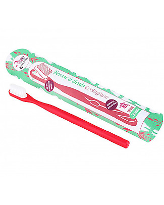 Lamazuna Toothbrush in Bioplastic with Interchangeable Head Red - Medium Bristles Toothpaste and Toothbrush