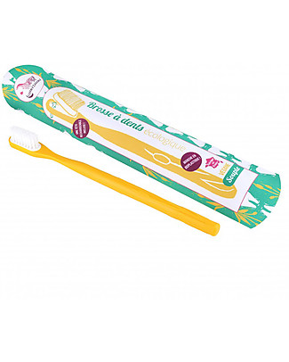 Lamazuna Toothbrush in Bioplastic with Interchangeable Head, Yellow - Souple Bristles Toothpaste