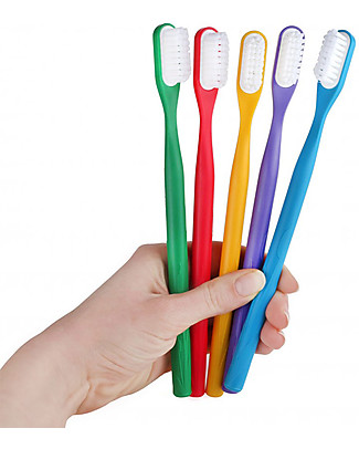 Lamazuna Toothbrush in Bioplastic with Interchangeable Head, Yellow - Souple Bristles Toothpaste