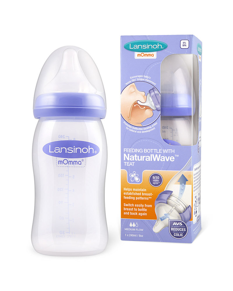 Lansinoh Baby Bottle - Natural Wave Teat - 240 ml - From Birth - BPA and  BPS free unisex (bambini)