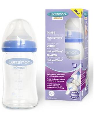Lansinoh Baby Bottle with NaturalWave Teat (160 ml), Anti-colic, Plastic  100% BPA & BPS free, Slow Flow silicone teat which is soft and flexible,  purple : : Bébé et Puériculture