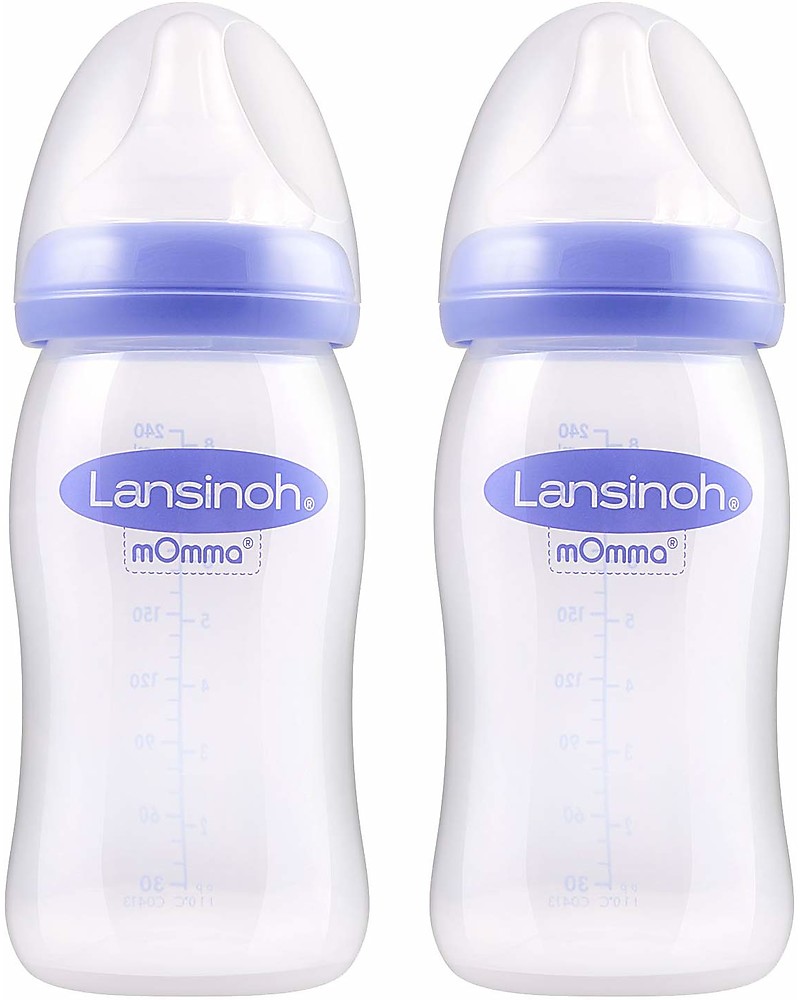 Lansinoh Pack of 2 Bottles - Natural Wave Teat - 240 ml - From Birth - BPA  and BPS free unisex (bambini)
