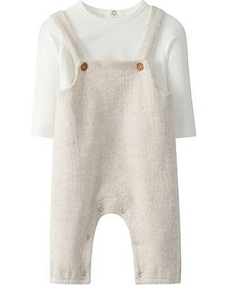 Laranjinha 2-piece Birth Set Dungaree and Shirt - Beige - 100% Antibacterial Cotton Sets And Co-Ords