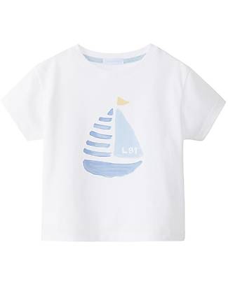 Laranjinha Baby T-Shirt with Small Boat - Natural - 100% Cotton T-shirts