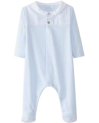 Laranjinha Babygrow with Collar - Classic Blue - Elasticated Cotton Babygrows