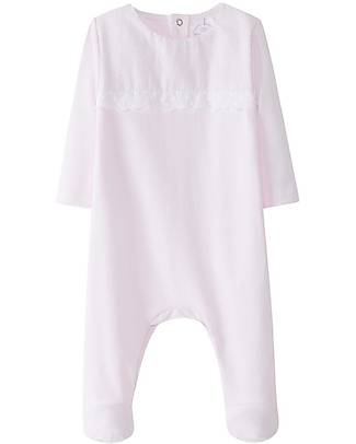 Laranjinha Babygrow with Embroidery - Classic Pink - Elasticated Cotton Babygrows