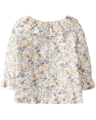 Laranjinha Blouse - Multicolor - 100% Cotton - Collar with Flounces Bluse
