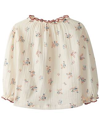 Laranjinha Blouse - Off White - 100% Cotton - Floral Details Bluse