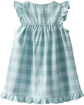 Laranjinha Checked Sleeveless Dress with Ruffles - Wooden Buttons - 100% Cotton Dresses_