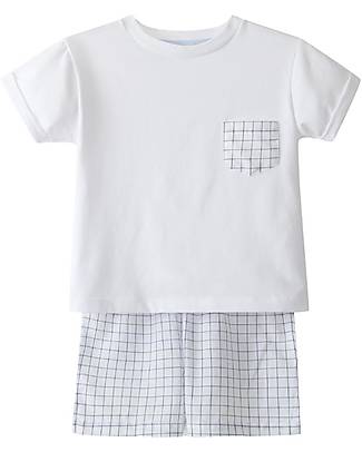 Laranjinha Checkered Pajamas - Classic Blue - 100% Cotton Pyjamas