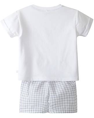 Laranjinha Checkered Pajamas - Classic Blue - 100% Cotton Pyjamas