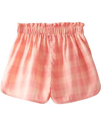 Laranjinha Checkered Shorts with Elasticated Waist - Salmon - 100% Cotton Shorts