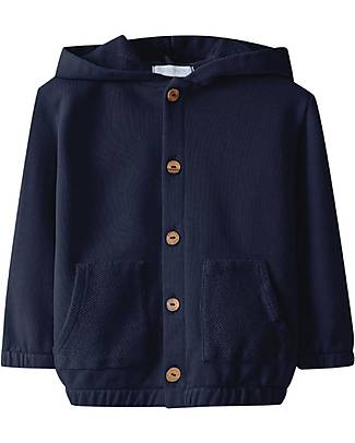 Laranjinha Fleece Jacket with Buttons - Navy - 100% Cotton Cardigans