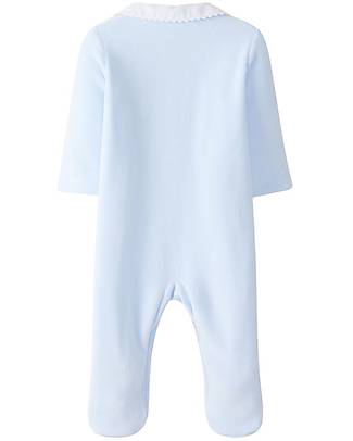 Laranjinha Footie - Classic Blue - 100% Antibacterial Cotton Velvet Babygrows