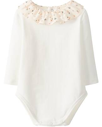 Laranjinha Long Sleeve Bodysuit - Off White Salmon - Soft Cotton Long Sleeves Bodies