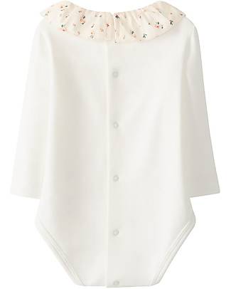 Laranjinha Long Sleeve Bodysuit - Off White Salmon - Soft Cotton Long Sleeves Bodies