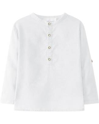 Laranjinha Long Sleeved Shirt - Off-White - Linen and Cotton Blend Long Sleeves Tops