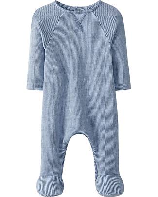 Laranjinha Long Sleeves Footie - Indigo Blue - 100% Cotton Babygrows
