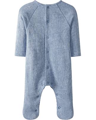 Laranjinha Long Sleeves Footie - Indigo Blue - 100% Cotton Babygrows