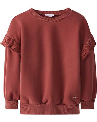 Laranjinha Long Sleeves Sweatshirt - Red - 100% Cotton - with Lace Flounces Sweatshirts