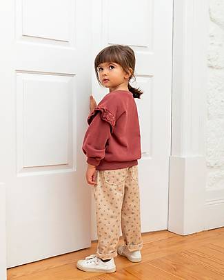 Laranjinha Long Sleeves Sweatshirt - Red - 100% Cotton - with Lace Flounces Sweatshirts