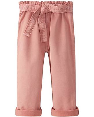 Laranjinha Long Trousers - Old Pink - 100% Cotton - Lace at the Waist Trousers
