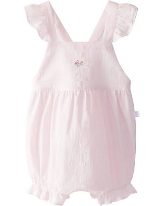 Laranjinha Overalls with Ruffles - Pink - 100% Cotton Dungarees