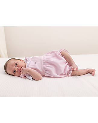 Laranjinha Overalls with Ruffles - Pink - 100% Cotton Dungarees