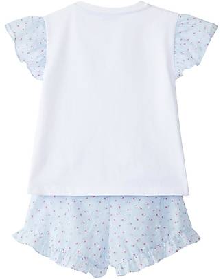 Laranjinha Pajamas with Frills - Blue/Pink - 100% Cotton Pyjamas