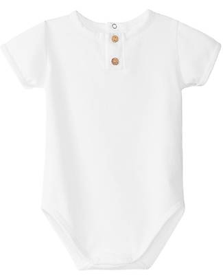 Laranjinha Short Sleeved Bodysuit - White - Elasticated Cotton Short Sleeves Bodies