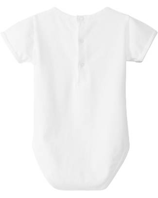 Laranjinha Short Sleeved Bodysuit - White - Elasticated Cotton Short Sleeves Bodies