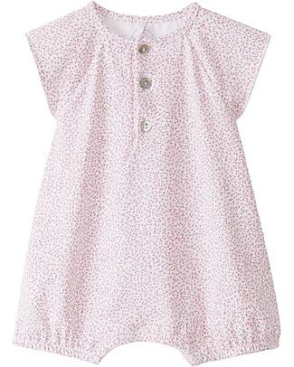 Laranjinha Short Sleeved Outfit - Classic Pink - Elasticated Cotton Short Rompers