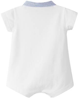 Laranjinha Short Sleeved Outfit - White/Navy - Elasticated Cotton Short Rompers